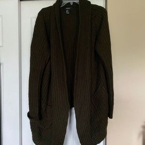 Olive Green Knit Cardigan